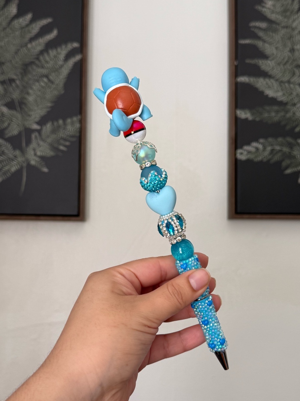Squirtle Beaded Blue Custom Handmade Pen - Picture 2 of 2